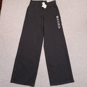 NEW American Eagle Super High Rise Baggy Wide Leg Pants Women's 6 Black‎ Stretch